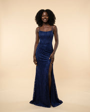 Robe Corset Et Dentelle Marine