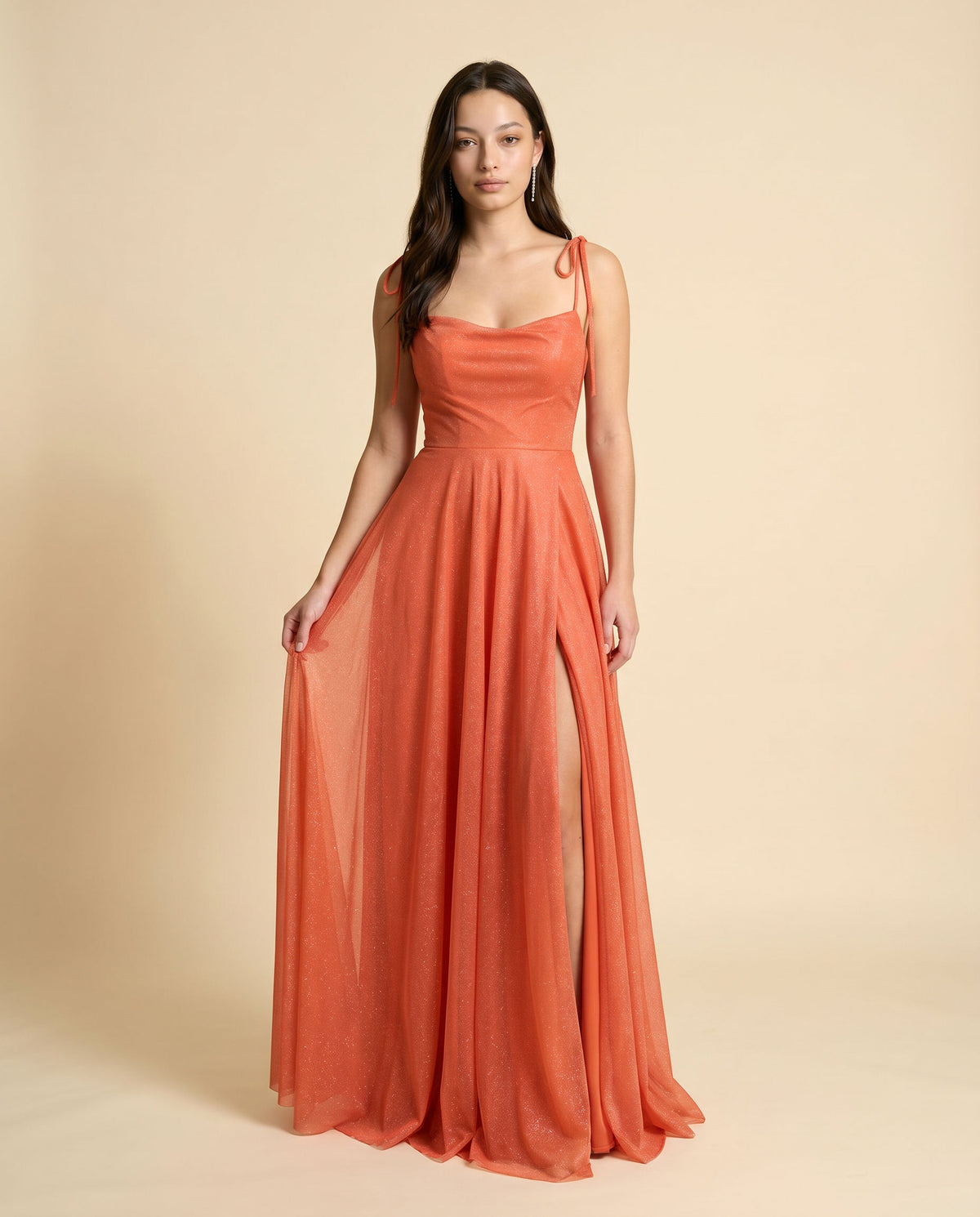 Robe Fluide Scintillante Orange
