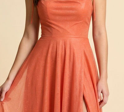 Robe Fluide Scintillante Orange