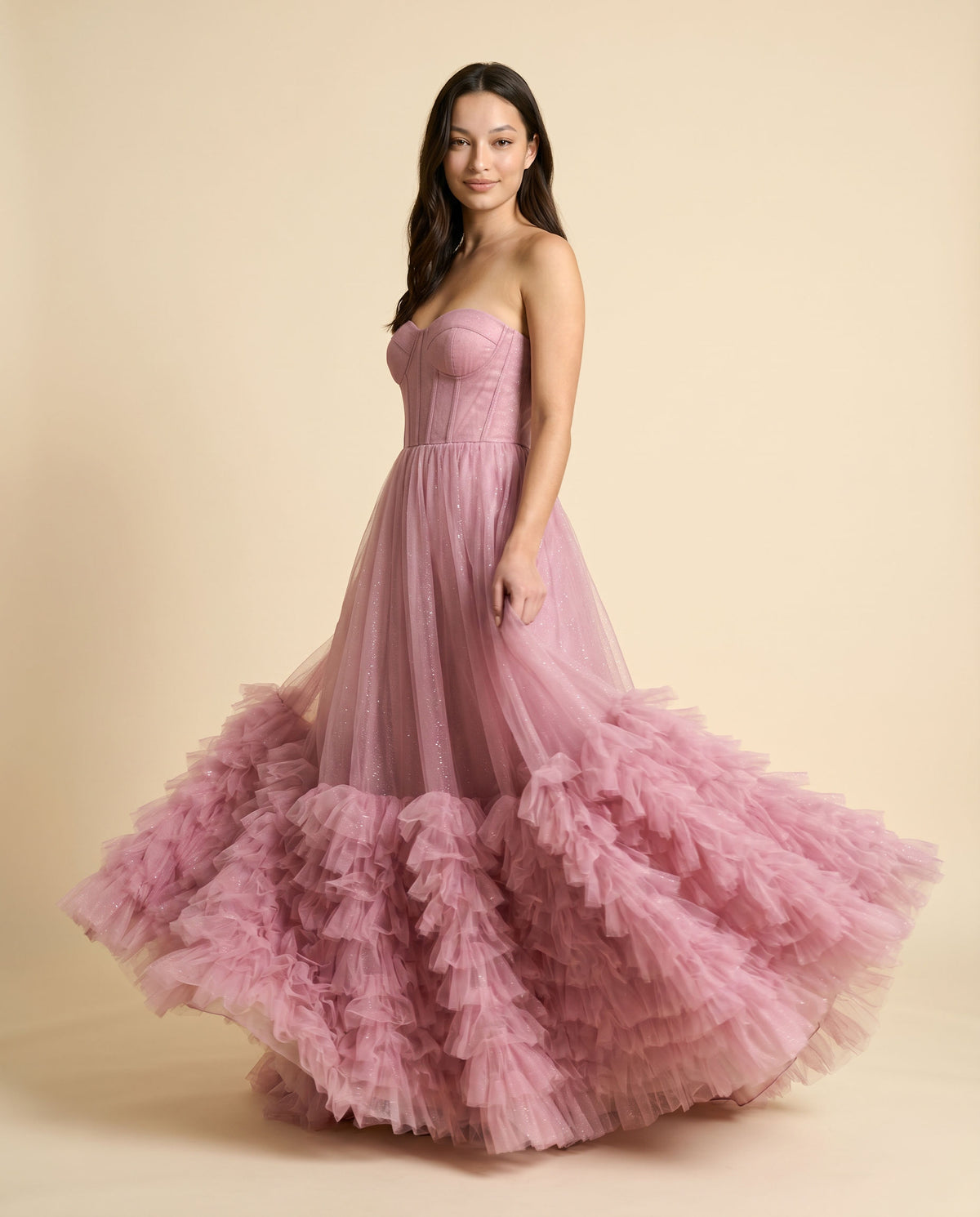 Robe À Étages Rose Pâle