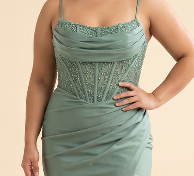 Robe Corset Ajustée Vert Sauge