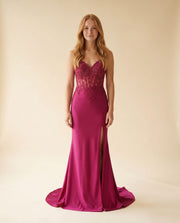 Robe ajustée en jersey Framboise