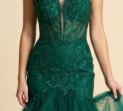 Robe Sirène À Volants Émeraude