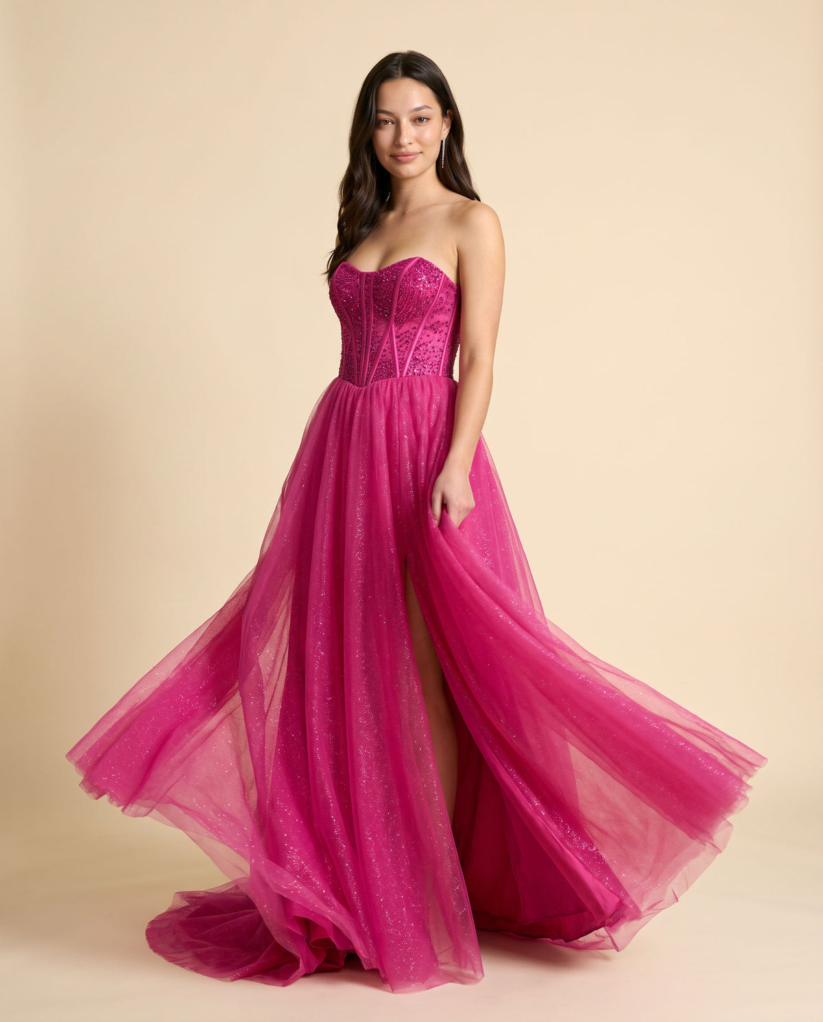Robe scintillante bustier Fuchsia