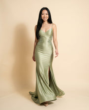 Robe En Satin Sauge