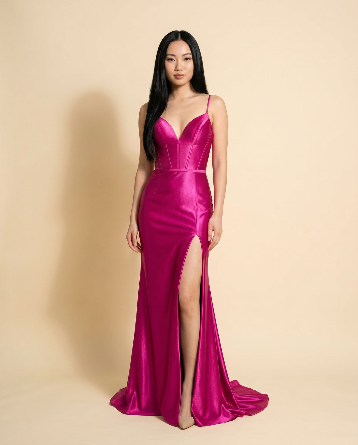 Robe Corset En Satin Magenta