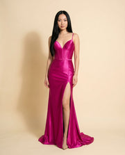 Robe Corset En Satin Magenta