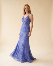 Robe Scintillante Ajustée Periwinkle