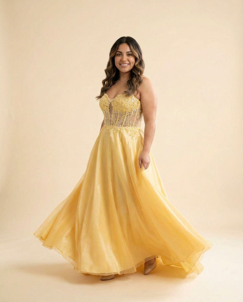 Robe Corset En Mikado Jaune