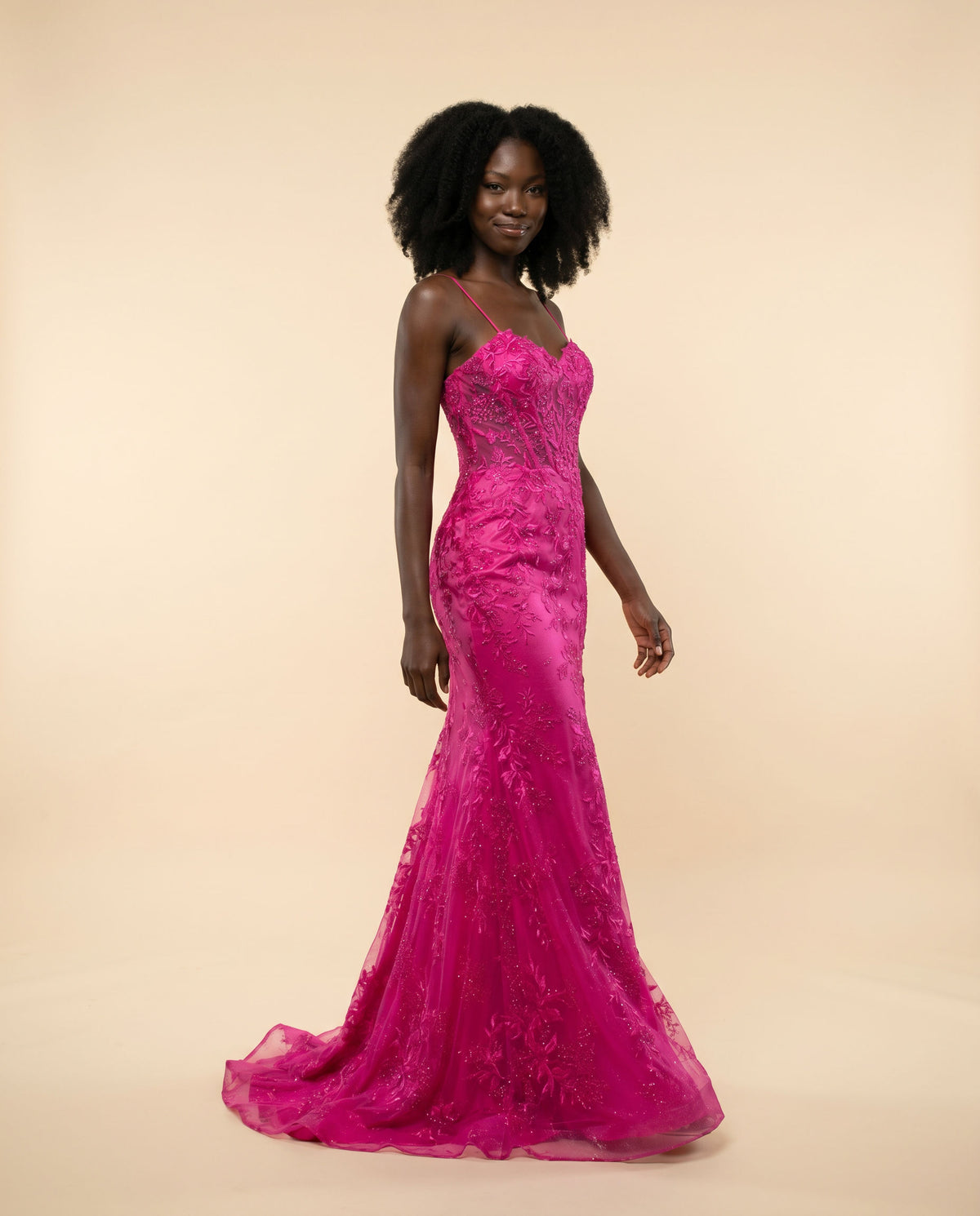 Robe À Broderies Fushia