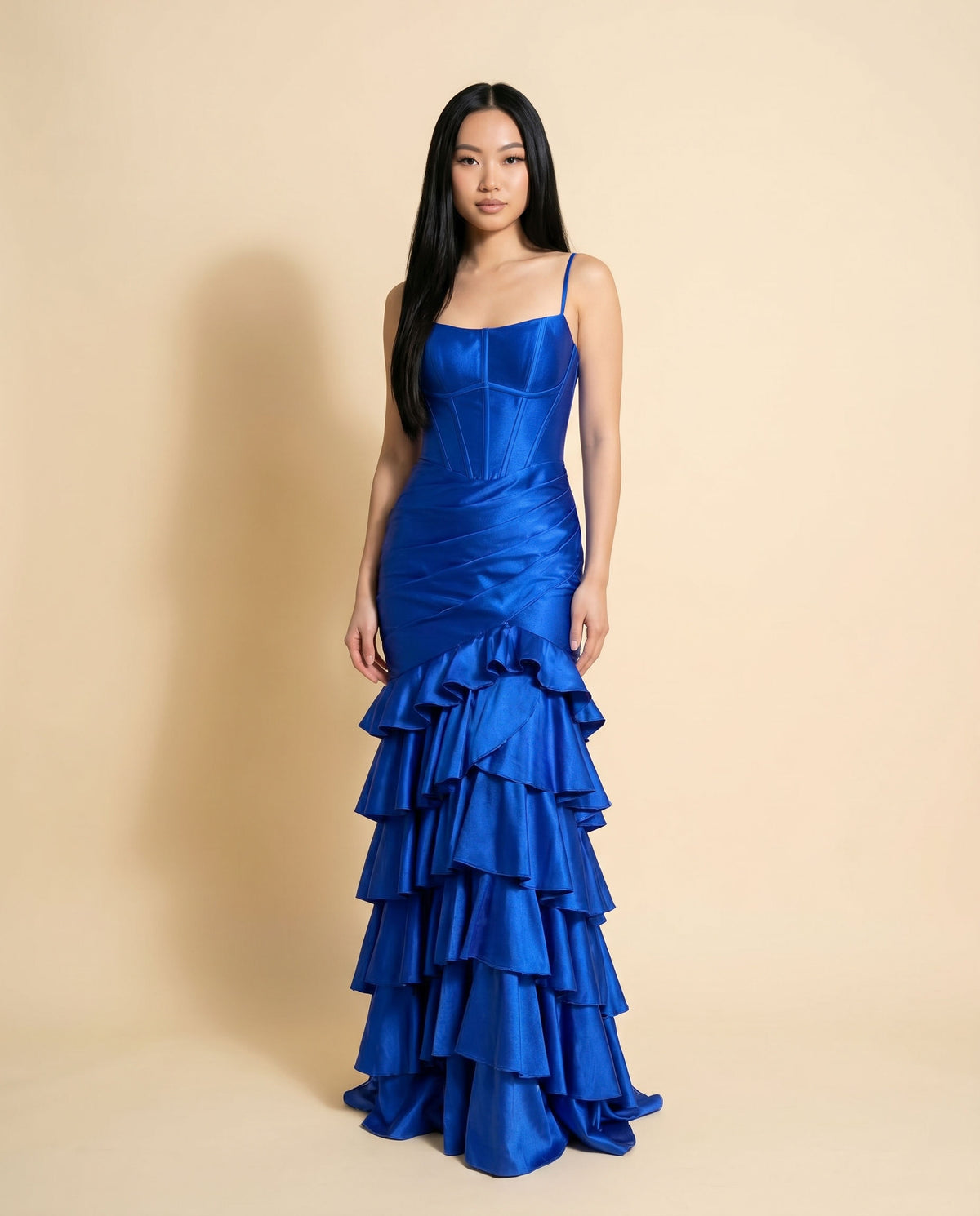 Robe Corset Ajustée À Volants Noire