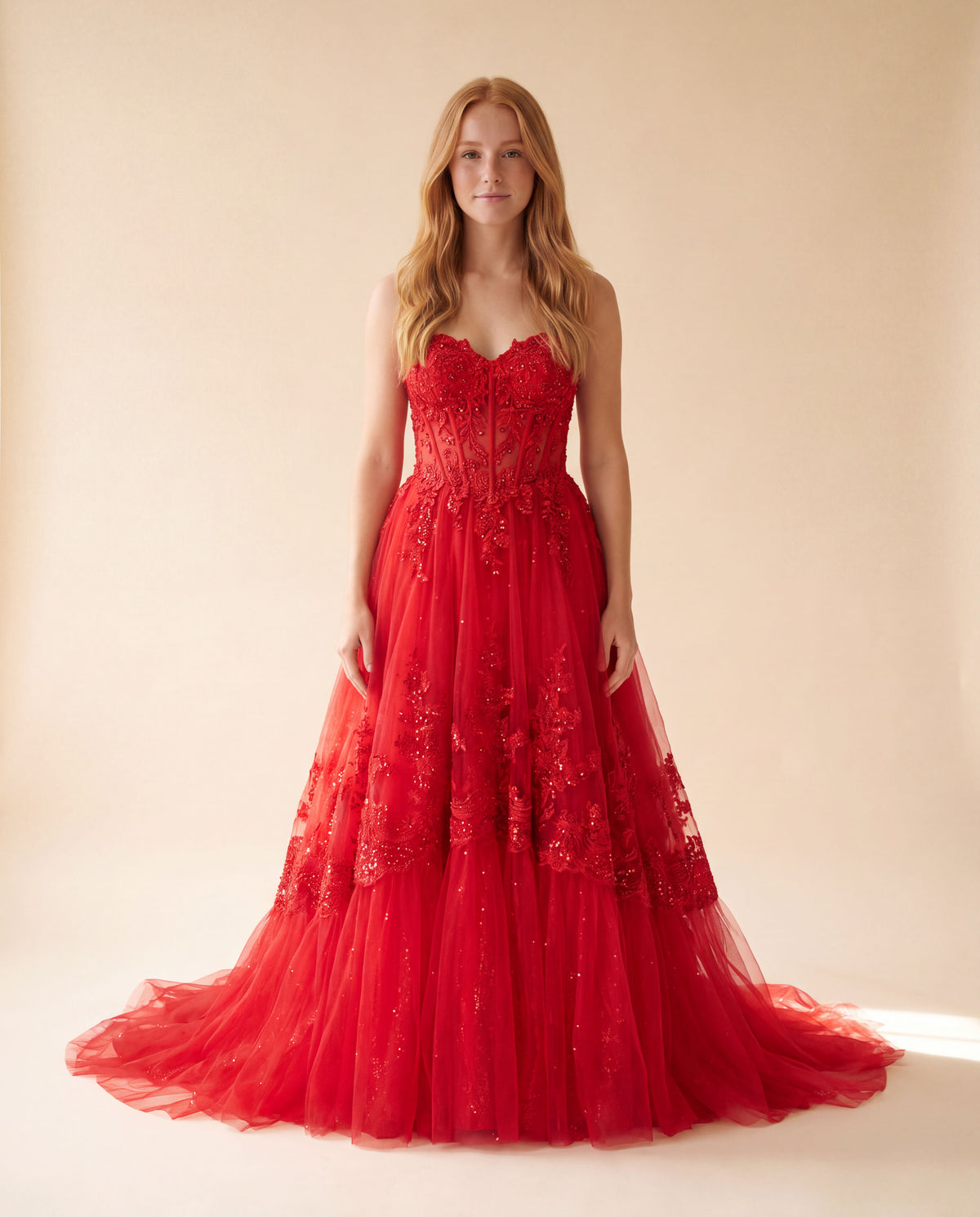 Robe à Étages Rouge