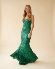 Robe Emeraude À Corset Scintillante
