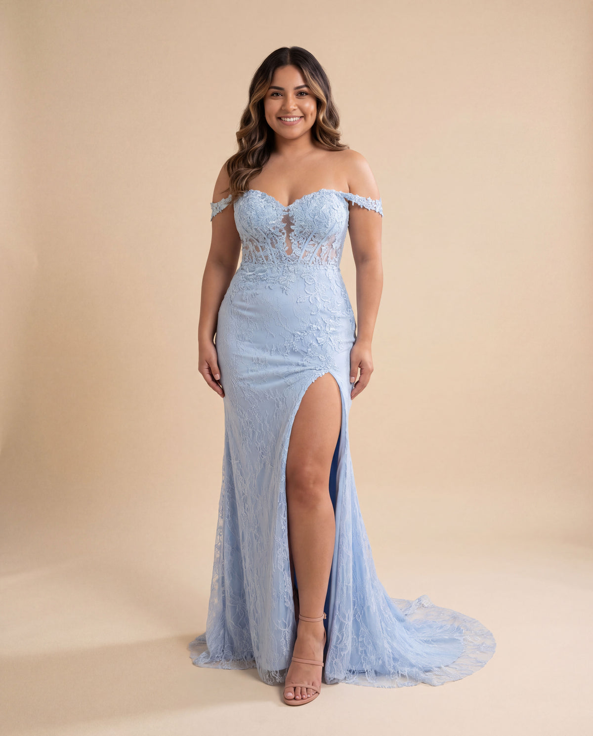 Robe Corset Dentelle Bleu Ciel