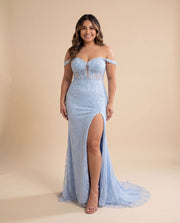 Robe Corset Dentelle Bleu Ciel