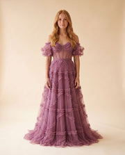 Robe En Tulle Avec Corset Mauve