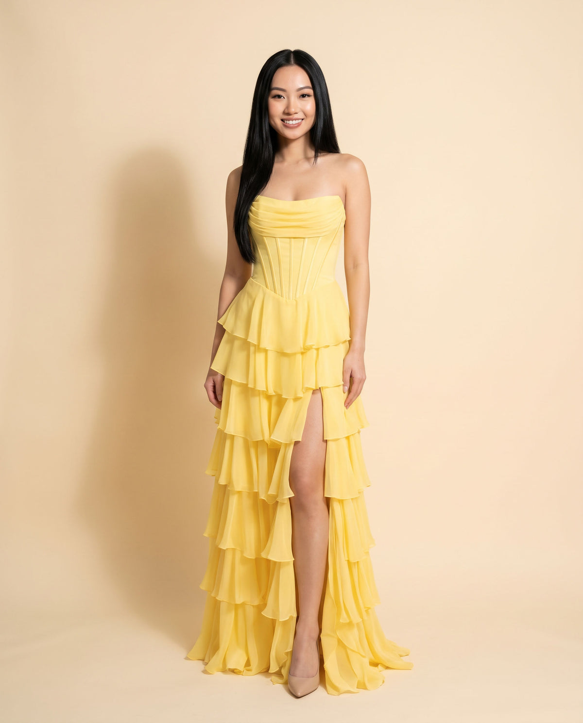Robe à volants Jaune