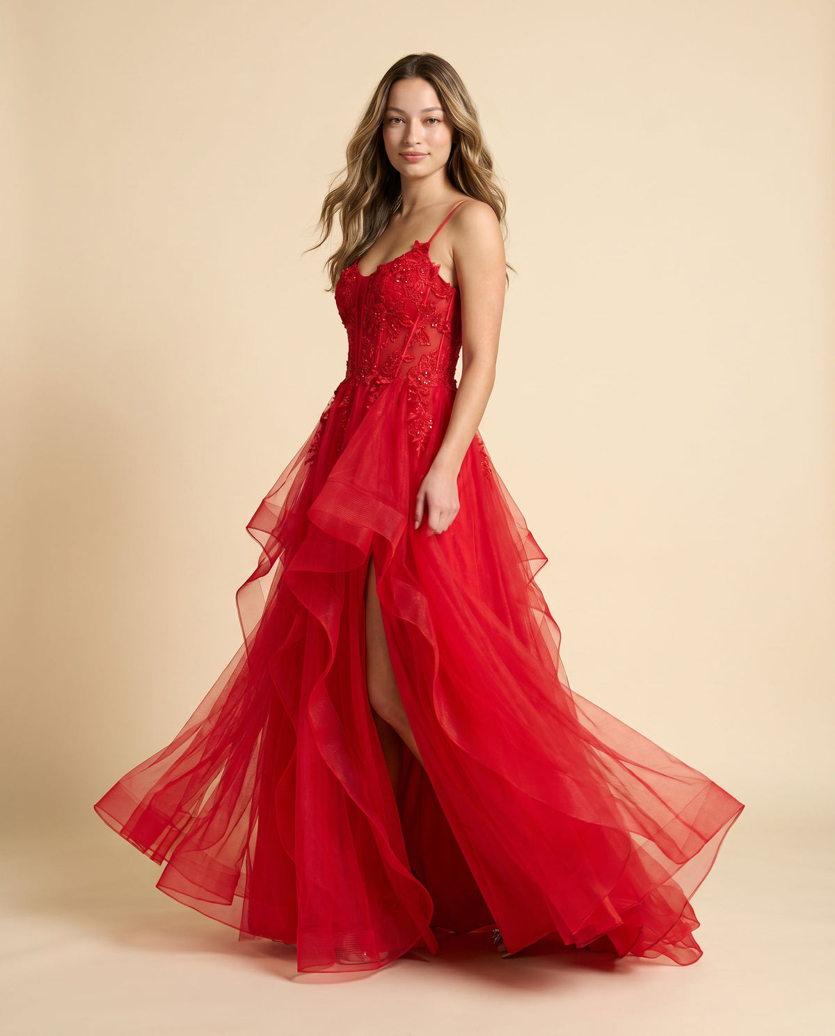 Robe À Volant Rouge