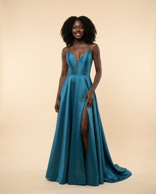 Ellie Wilde - Robe Fluide Avec Fente Teal - Sarcelle