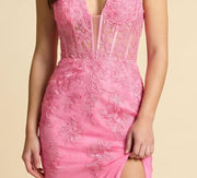 Robe Corset Avec Fente Magenta