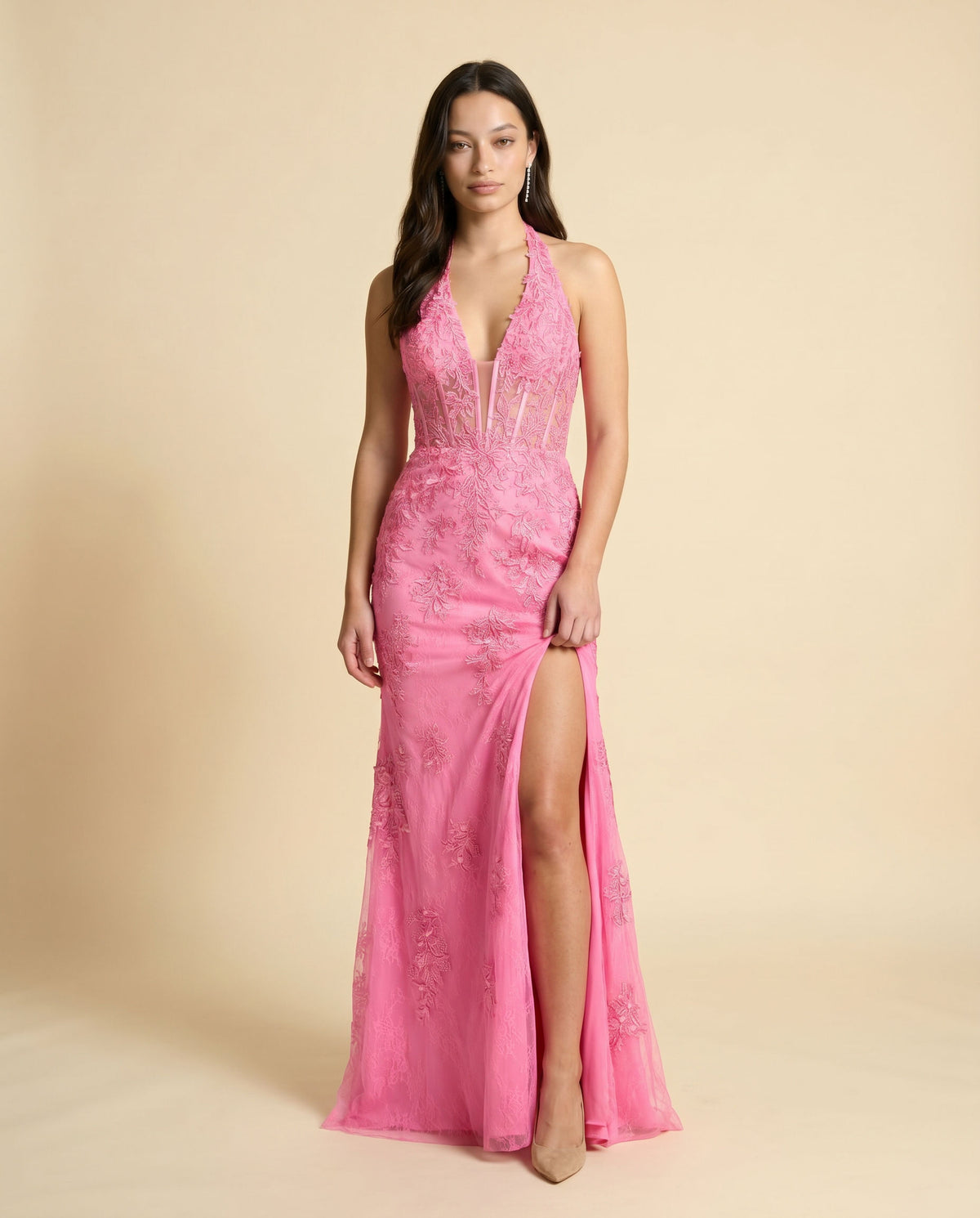 Robe Corset Avec Fente Magenta