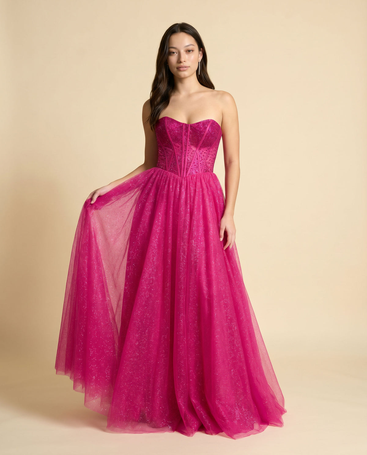 Robe scintillante bustier Fuchsia