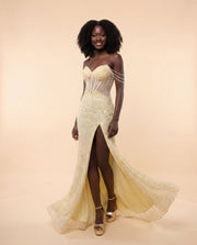 Robe Corset Jaune Perlé
