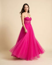 Robe Princesse Avec Corset Rose Flamboyant