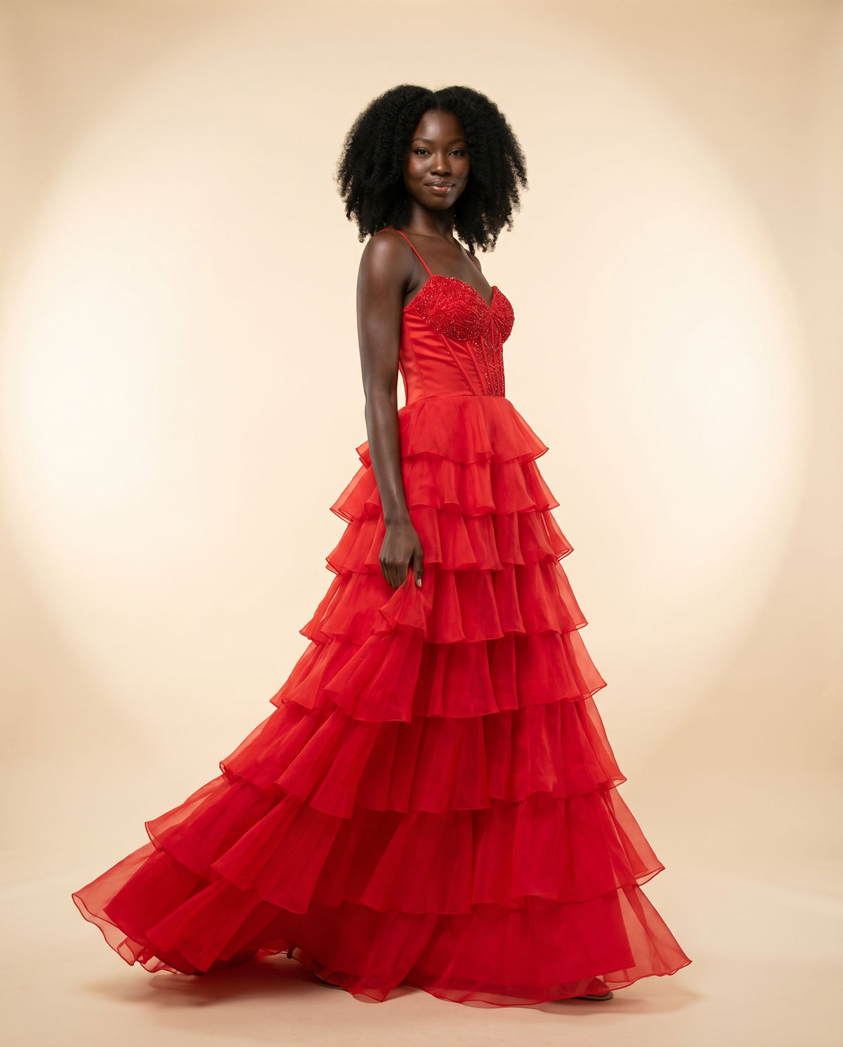 Robe à volants rouge