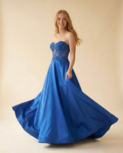 Robe Corset En Mikado Marine