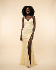 Robe Ajustée Brillante Jaune