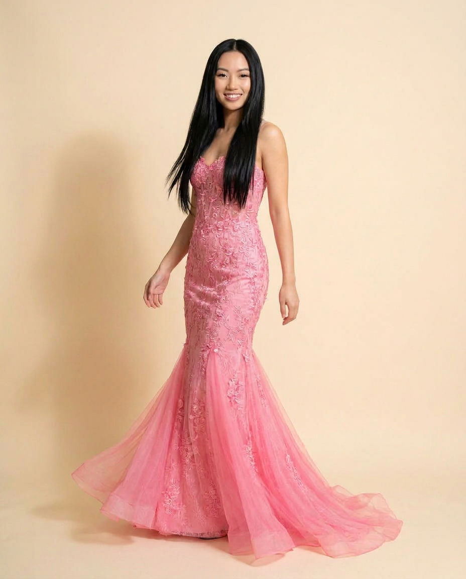 Lace Mermaid Gown Pink