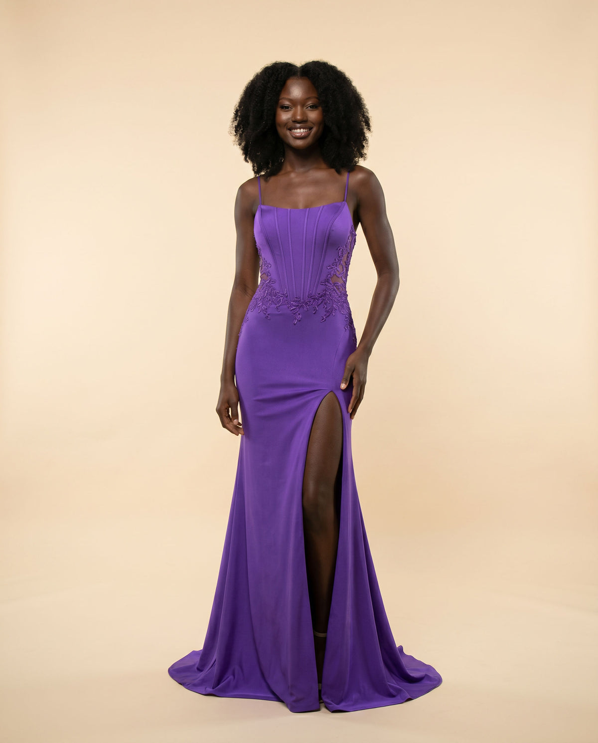 Robe Corset Col Droit Violet