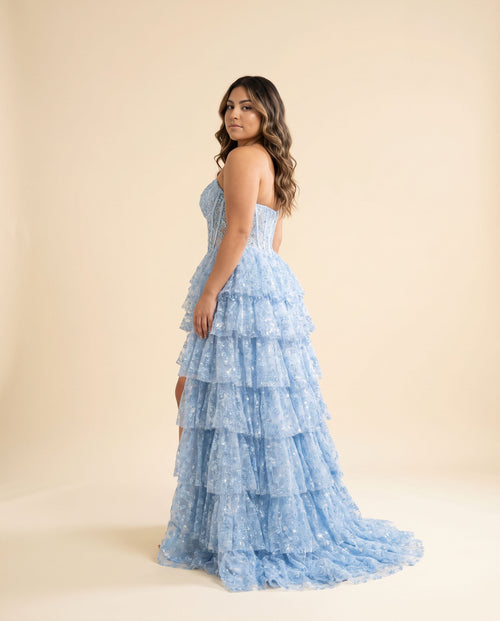 Amarra - Robe Corset Étagée Bleu Pâle - Bleu pâle