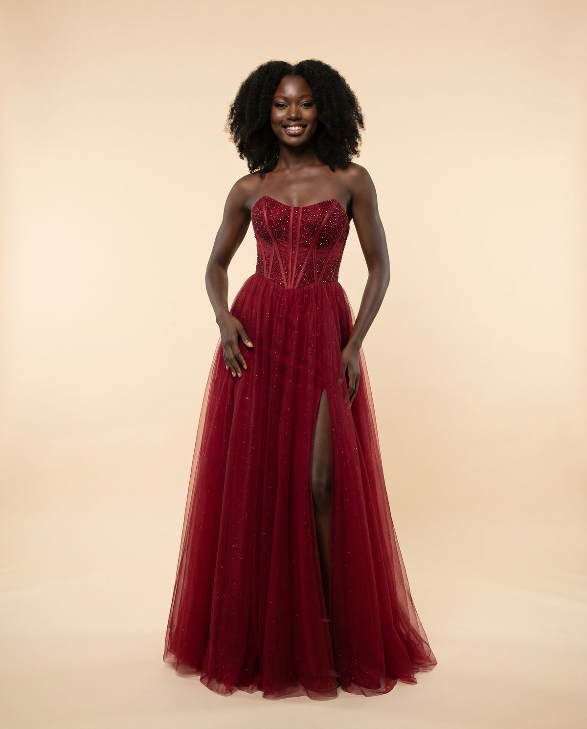 Robe scintillante bustier Bourgogne
