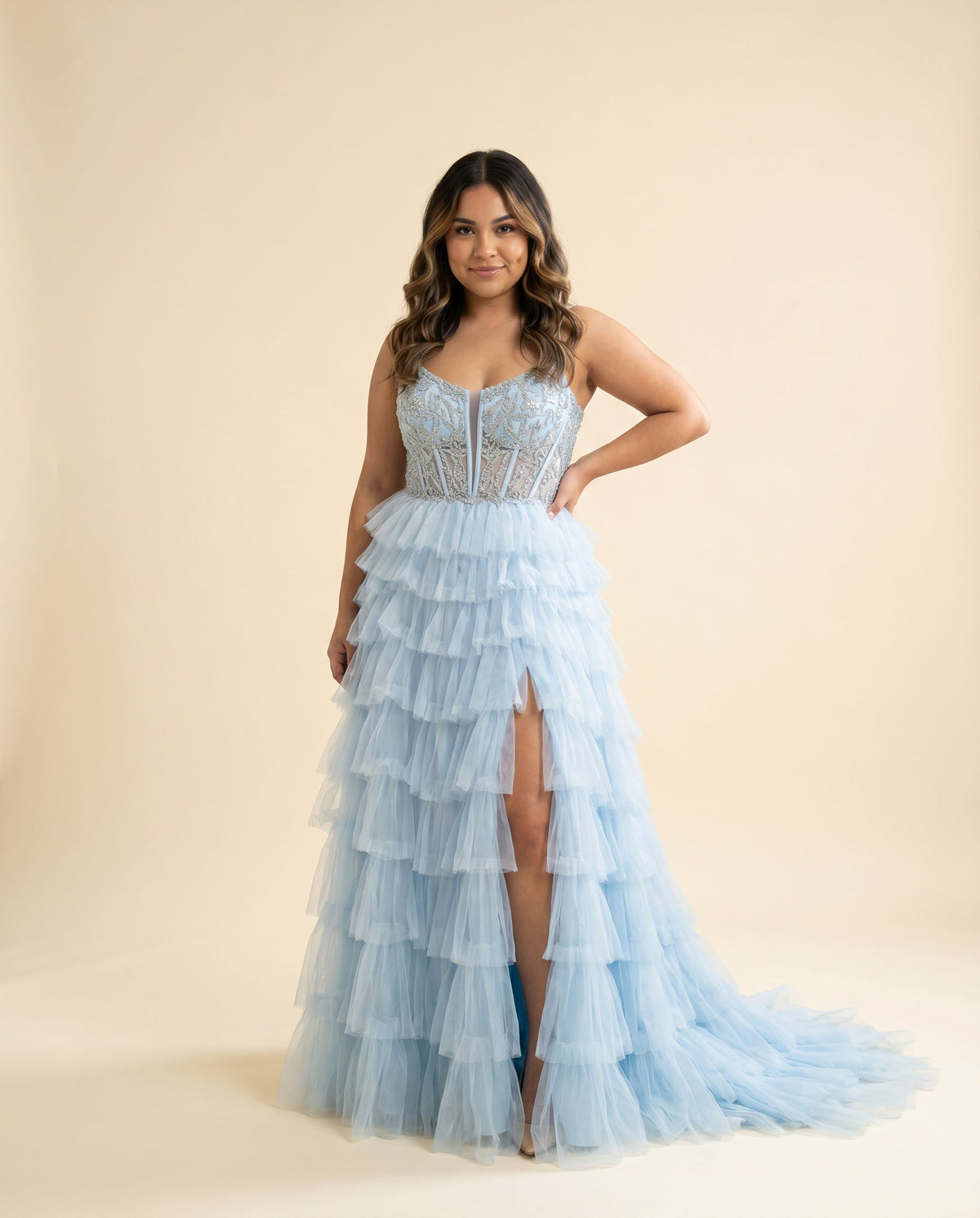 Robe À Volant Bleu Pâle