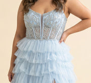 Robe À Volant Bleu Pâle