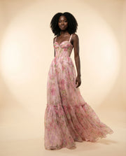 Robe Imprimée Fleurie Rose