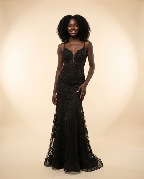 Ellie Wilde - Robe Sirène À Corset Noire - Noir