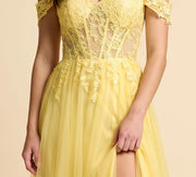 Robe Off-the-shoulder Jaune