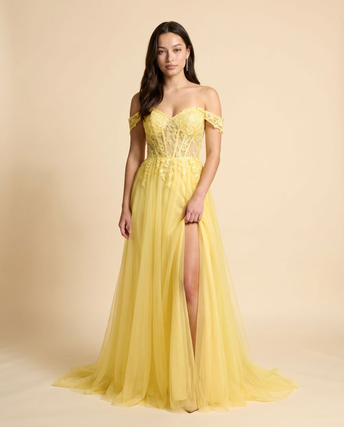 Jadore - Robe Off-the-shoulder Jaune - Jaune