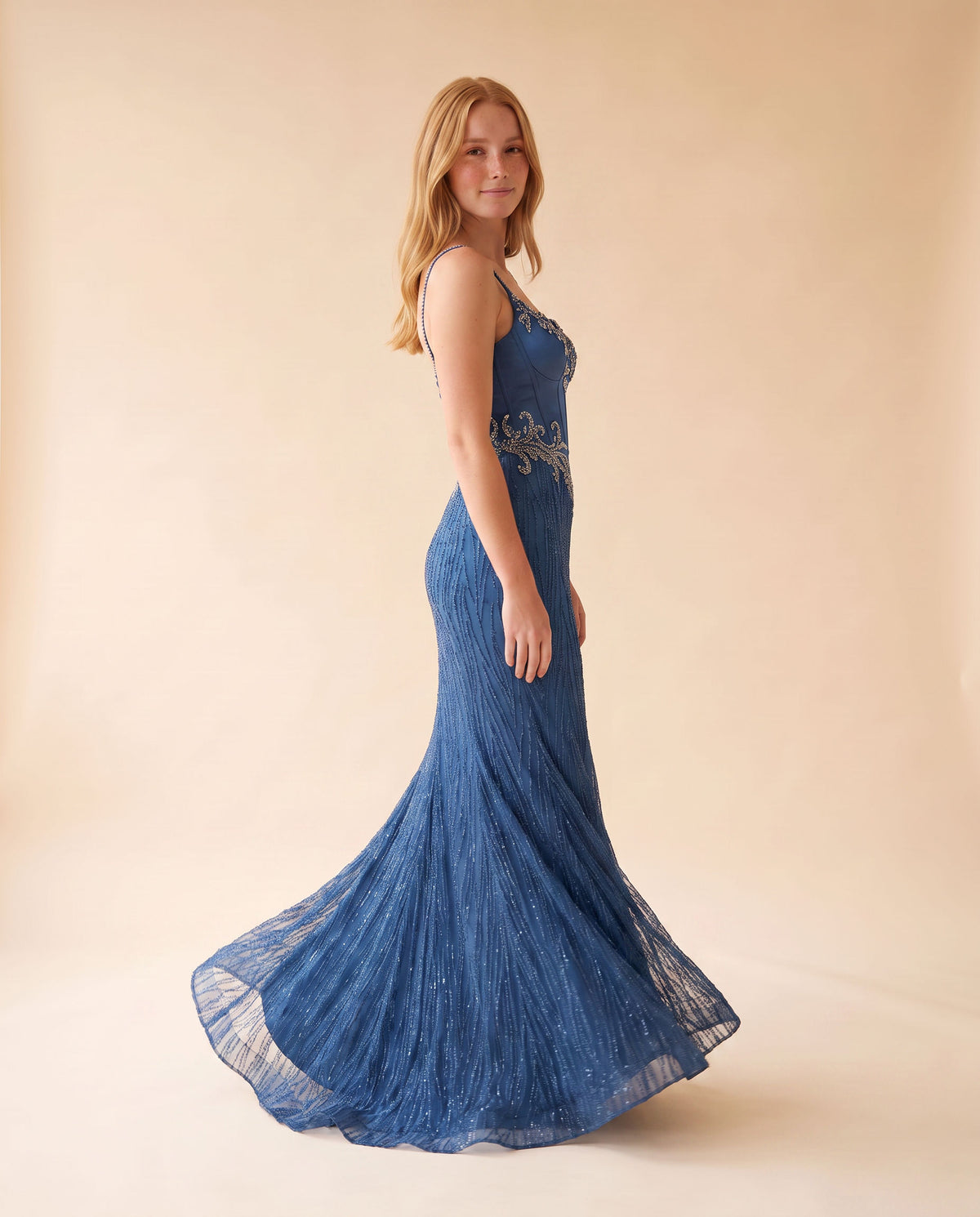 Robe Corset En Satin Bleu