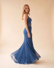 Robe Corset En Satin Bleu