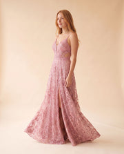 Robe Fluide Brillante Rose Pâle