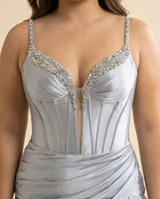 Robe Effet Satin Argent