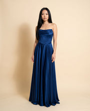 Robe Corset En Satin Marine