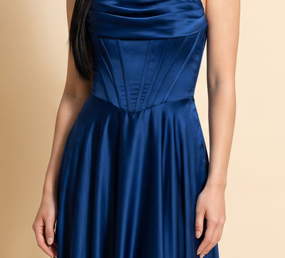 Robe Corset En Satin Marine