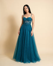 Robe Princesse Avec Corset Teal