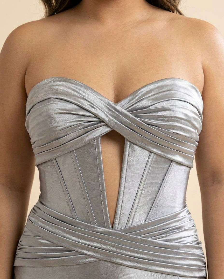 Robe Avec Corset Bustier Argenté
