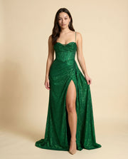 Robe Corset Scintillante Emeraude